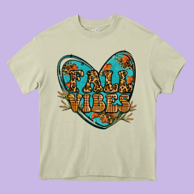 Fall Vibes Heart Heavy Core Tee Designed By Ranaportraitstore
