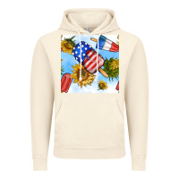 Vintage Artic 4th of july sunflowers ice cream seamless pattern Vintage Hoodie - BundleAndBundleShop