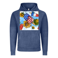 Vintage Denim 4th of july sunflowers ice cream seamless pattern Vintage Hoodie - BundleAndBundleShop