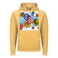 Vintage Mustard 4th of july sunflowers ice cream seamless pattern Vintage Hoodie - BundleAndBundleShop