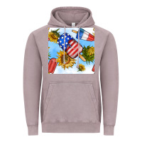 Vintage Zinc 4th of july sunflowers ice cream seamless pattern Vintage Hoodie - BundleAndBundleShop