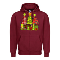 Burgundy Christmas With Tennis Trees Zipper Hoodie - BundleAndBundleShop