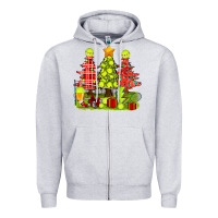 Heather Grey Christmas With Tennis Trees Zipper Hoodie - BundleAndBundleShop