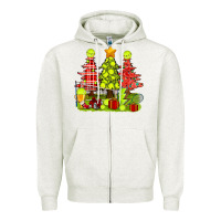 Oatmeal Heather Christmas With Tennis Trees Zipper Hoodie - BundleAndBundleShop