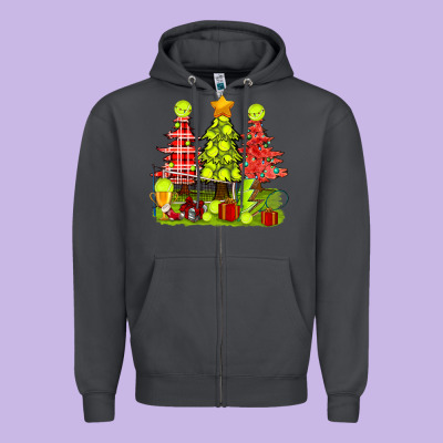 Christmas With Tennis Trees Zipper Hoodie Designed By Bundleandbundleshop