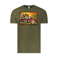 Vintage Olive western truck cowboy gnome background Vintage Tee - BarkalooDesign