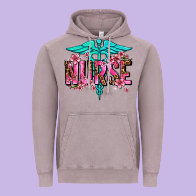 Floral Nurse Vintage Hoodie Designed By Adodesignshop