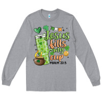 Heather Grey st. patricks day jesus fills my cup Long Sleeve Tee - MaliasSmallBusiness
