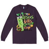 Plum st. patricks day jesus fills my cup Long Sleeve Tee - MaliasSmallBusiness