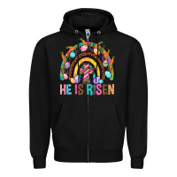 Black He Is Risen Rainbow Zipper Hoodie - BundleAndBundleShop