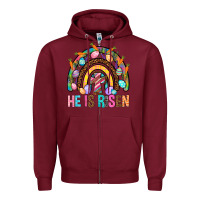Burgundy He Is Risen Rainbow Zipper Hoodie - BundleAndBundleShop