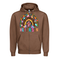 Chestnut He Is Risen Rainbow Zipper Hoodie - BundleAndBundleShop