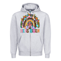 Heather Grey He Is Risen Rainbow Zipper Hoodie - BundleAndBundleShop