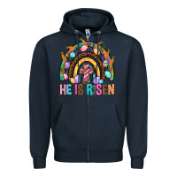 Navy He Is Risen Rainbow Zipper Hoodie - BundleAndBundleShop