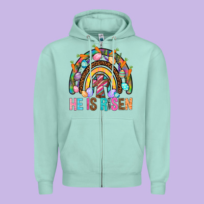 He Is Risen Rainbow Zipper Hoodie Designed By Bundleandbundleshop