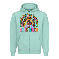 Seafoam He Is Risen Rainbow Zipper Hoodie - BundleAndBundleShop