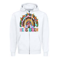 White He Is Risen Rainbow Zipper Hoodie - BundleAndBundleShop