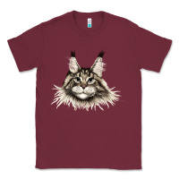 Burgundy Maine Coon Cat Face Classic Tee - LillyAllenDesigns