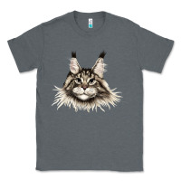 Charcoal Heather Maine Coon Cat Face Classic Tee - LillyAllenDesigns