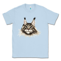 Dusty Blue Maine Coon Cat Face Classic Tee - LillyAllenDesigns