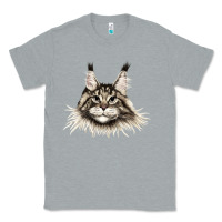 Heather Grey Maine Coon Cat Face Classic Tee - LillyAllenDesigns