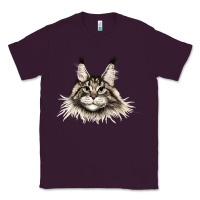 Plum Maine Coon Cat Face Classic Tee - LillyAllenDesigns