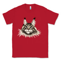 Red Maine Coon Cat Face Classic Tee - LillyAllenDesigns
