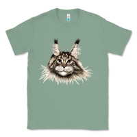 Sage Maine Coon Cat Face Classic Tee - LillyAllenDesigns