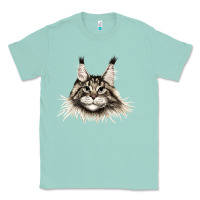 Seafoam Maine Coon Cat Face Classic Tee - LillyAllenDesigns