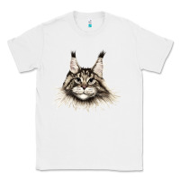 White Maine Coon Cat Face Classic Tee - LillyAllenDesigns