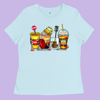 Bus Driver Coffee Cups Ladies Tee Designed By Zillion Design Studio
