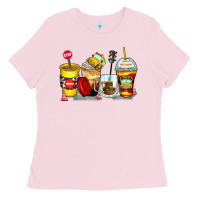 Bubblegum Pink bus driver coffee cups Ladies Tee - Zillion Design Studio