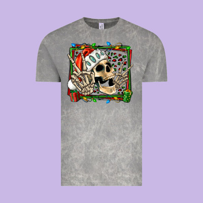 Christmas Happy Skeleton Vintage Tee Designed By Jasminsmagicworld
