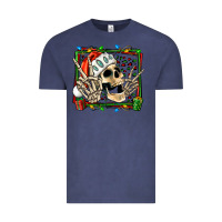Vintage Denim Christmas happy skeleton Vintage Tee - Jasminsmagicworld