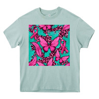 Arona Pink Butterfly with Ribbon Cancer Heavy Core Tee - texasbilliewilder