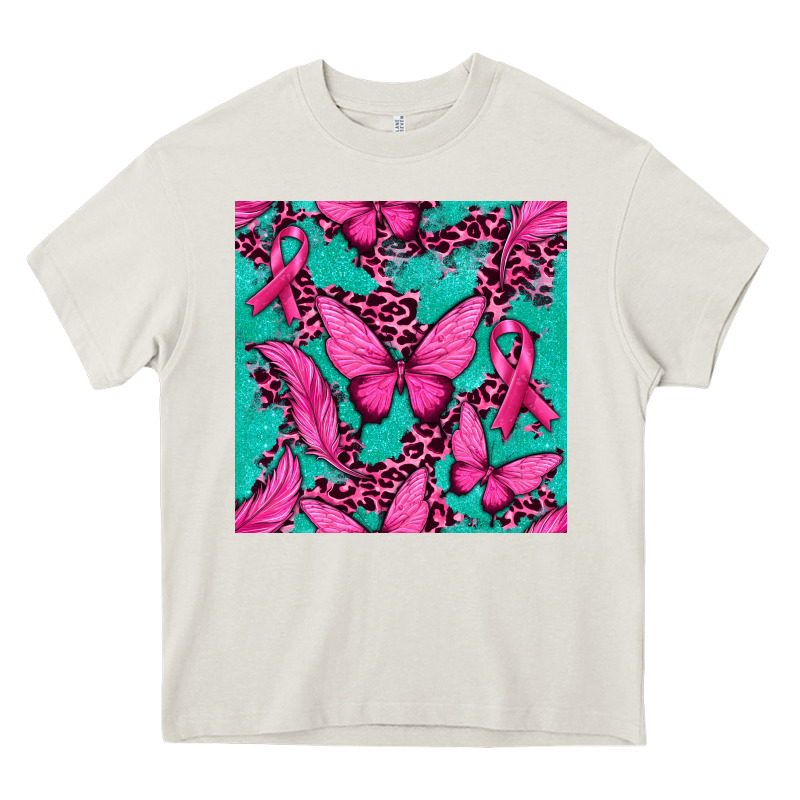 Pink Butterfly With Ribbon Cancer Heavy Core Tee by texasbilliewilder | Teevron