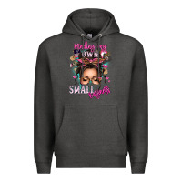 Charcoal Heather minding my own small business messy bun Premium Hoodie - texasbilliewilder