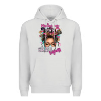 Dove Grey minding my own small business messy bun Premium Hoodie - texasbilliewilder