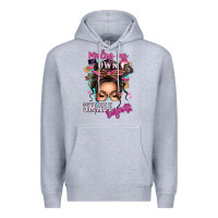 Heather Grey minding my own small business messy bun Premium Hoodie - texasbilliewilder