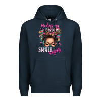 Navy minding my own small business messy bun Premium Hoodie - texasbilliewilder