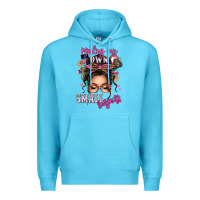 Ocean Blue minding my own small business messy bun Premium Hoodie - texasbilliewilder