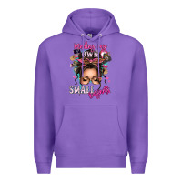 Purple minding my own small business messy bun Premium Hoodie - texasbilliewilder