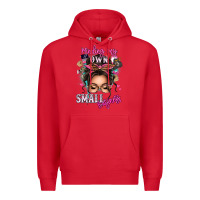 Red minding my own small business messy bun Premium Hoodie - texasbilliewilder