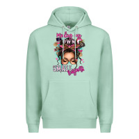 Seafoam minding my own small business messy bun Premium Hoodie - texasbilliewilder