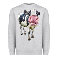 Heather Grey Cute Holstein Heavyweight Sweatshirt - LillyAllenDesigns