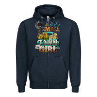 Navy Just A Small Town Girl Windmill Zipper Hoodie - BundleAndBundleShop