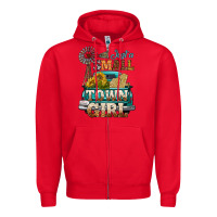 Red Just A Small Town Girl Windmill Zipper Hoodie - BundleAndBundleShop