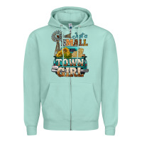 Seafoam Just A Small Town Girl Windmill Zipper Hoodie - BundleAndBundleShop