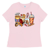 Bubblegum Pink bakery coffee cups Ladies Tee - Zillion Design Studio