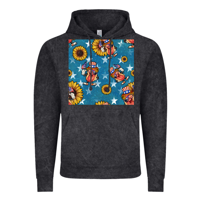 4th Of July Sunflowers Hotdog Seamless Pattern Vintage Hoodie by BundleAndBundleShop | Teevron